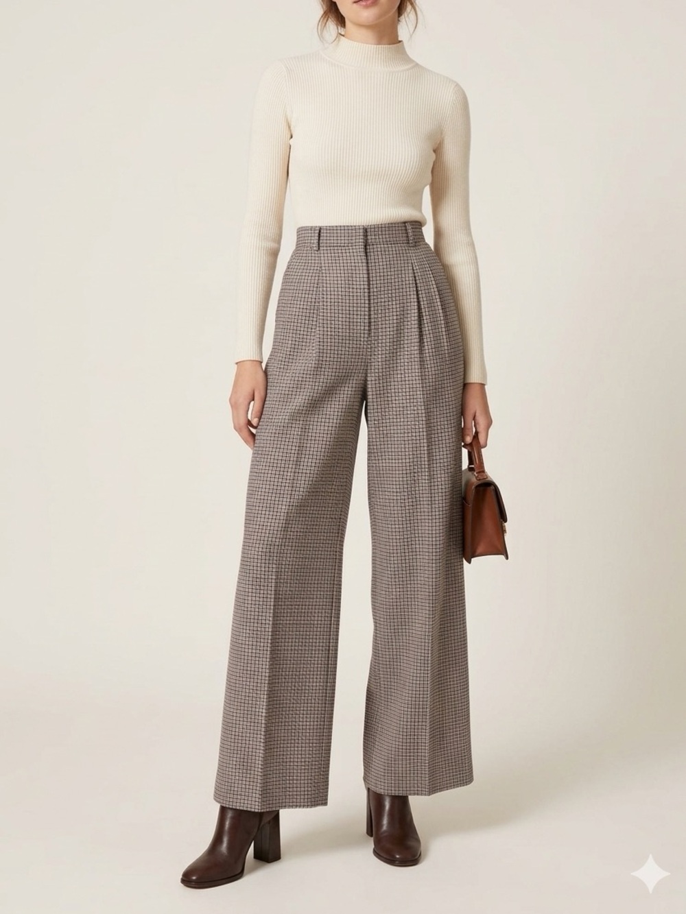 Babaton size 0 Wide Leg Checked Trousers